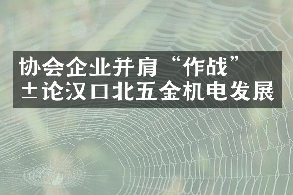 环保性能协会企业并肩"作战" 共论汉口北五金机电发展许多企